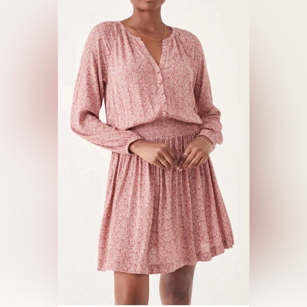 Faherty Montara Leaf Batik long sleeved cottagecore boho dress. Size small.